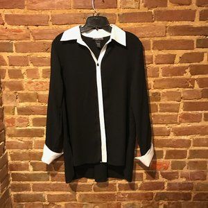 Mishca Sheer Black Shirt w/White Trim - Size Small